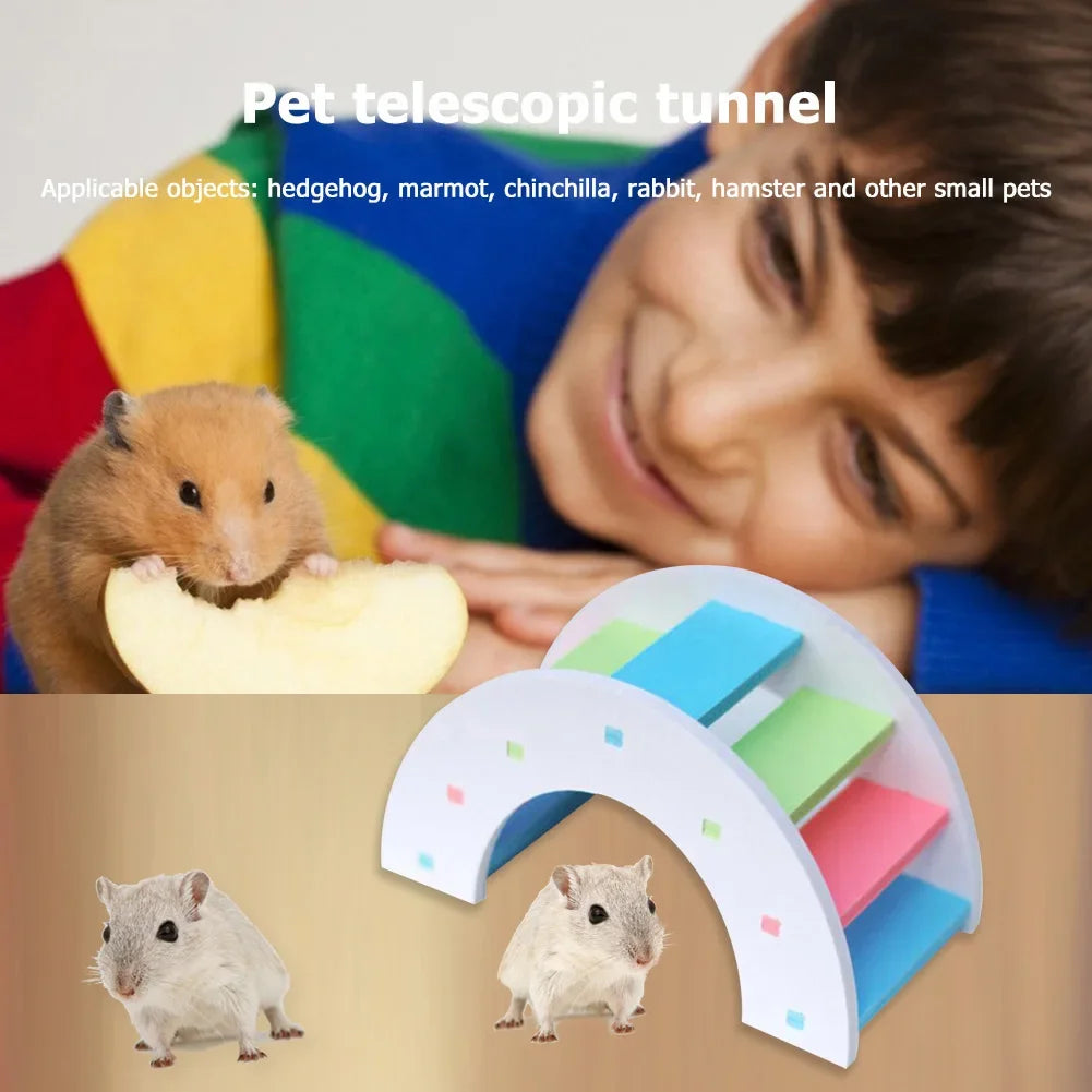 Wooden Hamster Rainbow Bridge Seesaw Swing Toy Small Animal Activity Climbing Exercise Training Toys DIY Cage Accessories