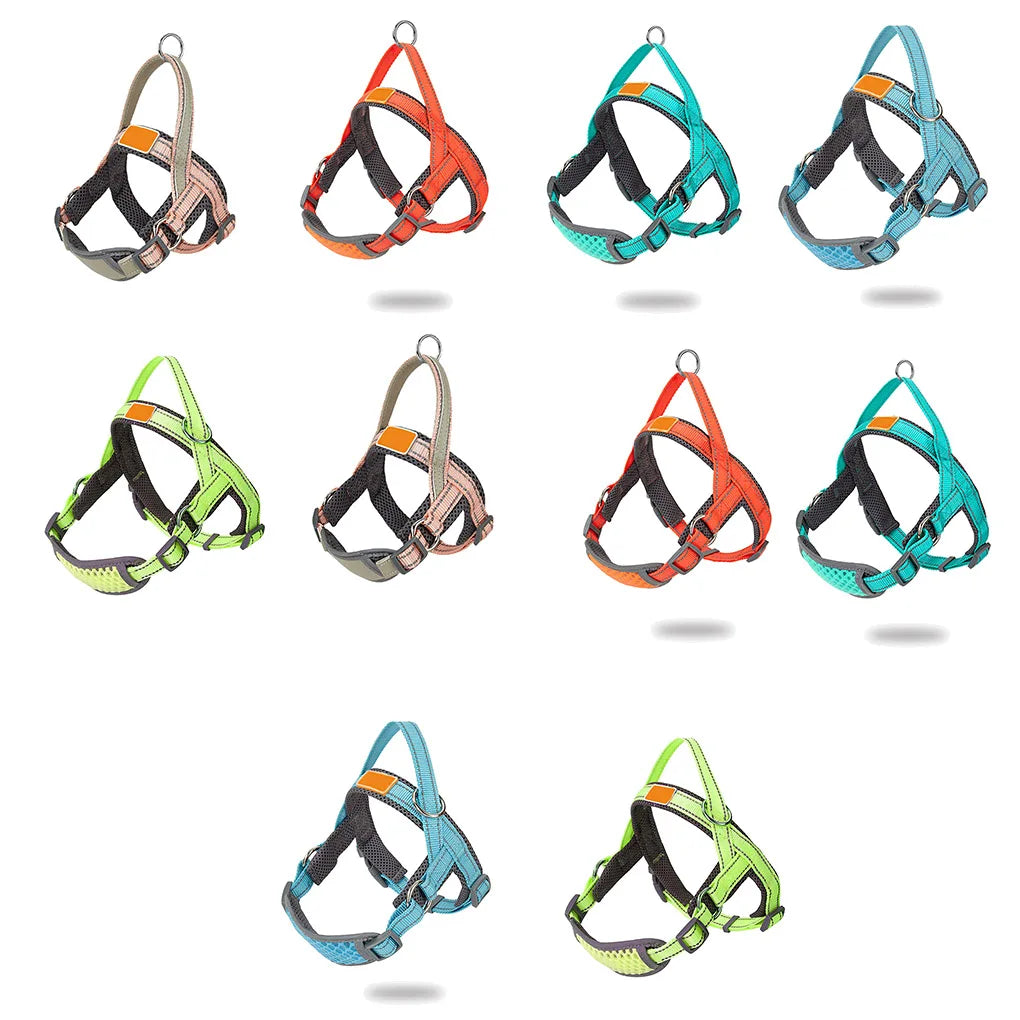 Pet Vest Harness Dog Chest Strap Breathable Outdoor Reflective Leash Green
