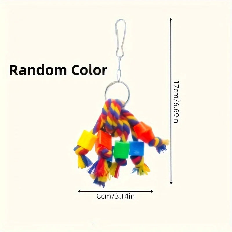 Plastic Bead and Metal Key Ring Parrot Chew Toy - Interactive Bird Chew Toy to Promote Thought Stimulation and Beak Health