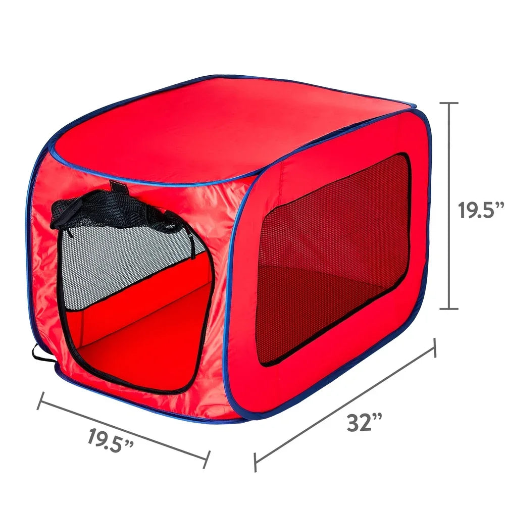 Portable 32 Inch Mesh Dog Kennel Soft Sided Easy Travel Storage Zipper Closure Collapsible Design Pet Crate