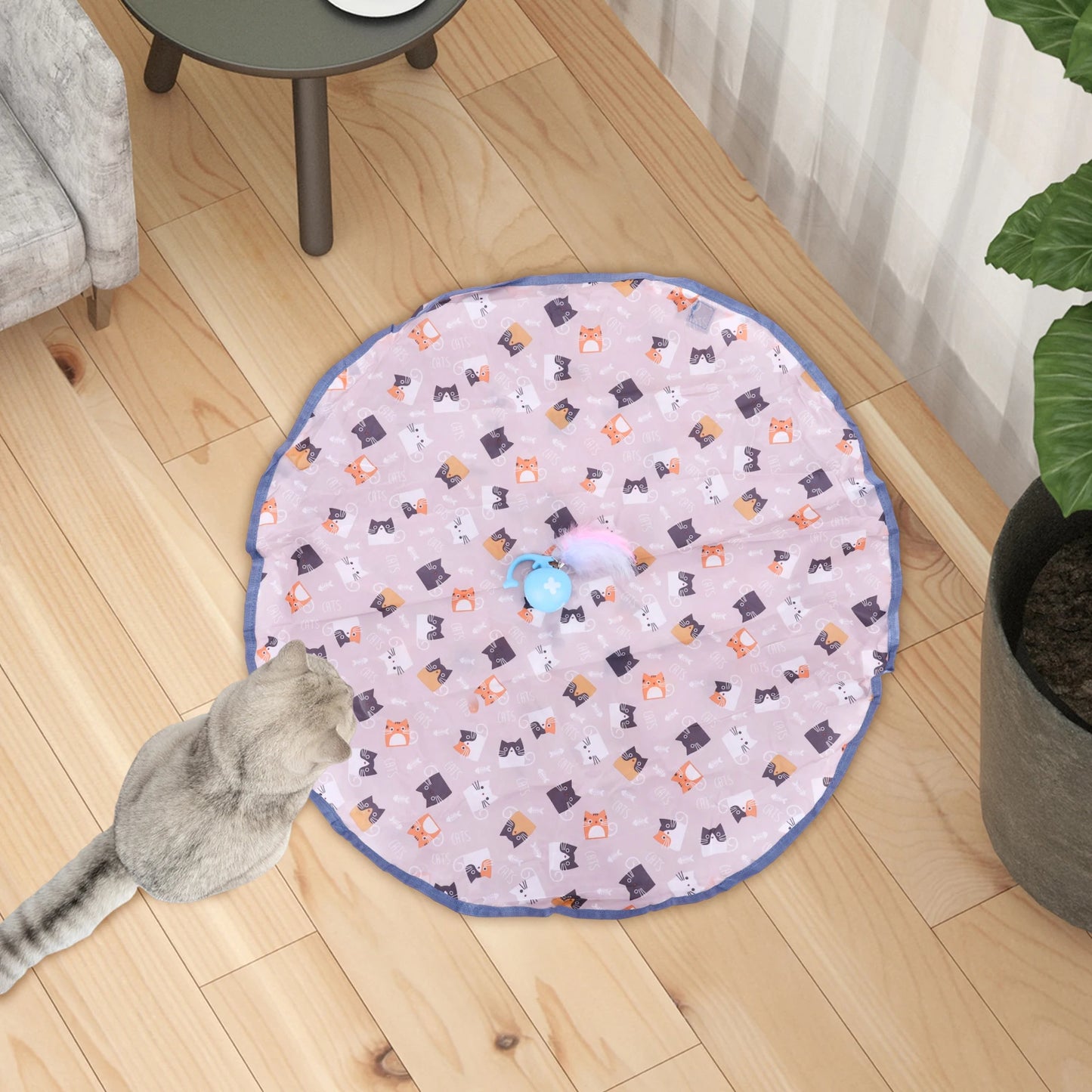 Motion Activate Chirping Cat Toy Wear Resist Mouse Catching Game Bite Resist Cat Mat Toy for Pet Hide and Seek Game Accessories