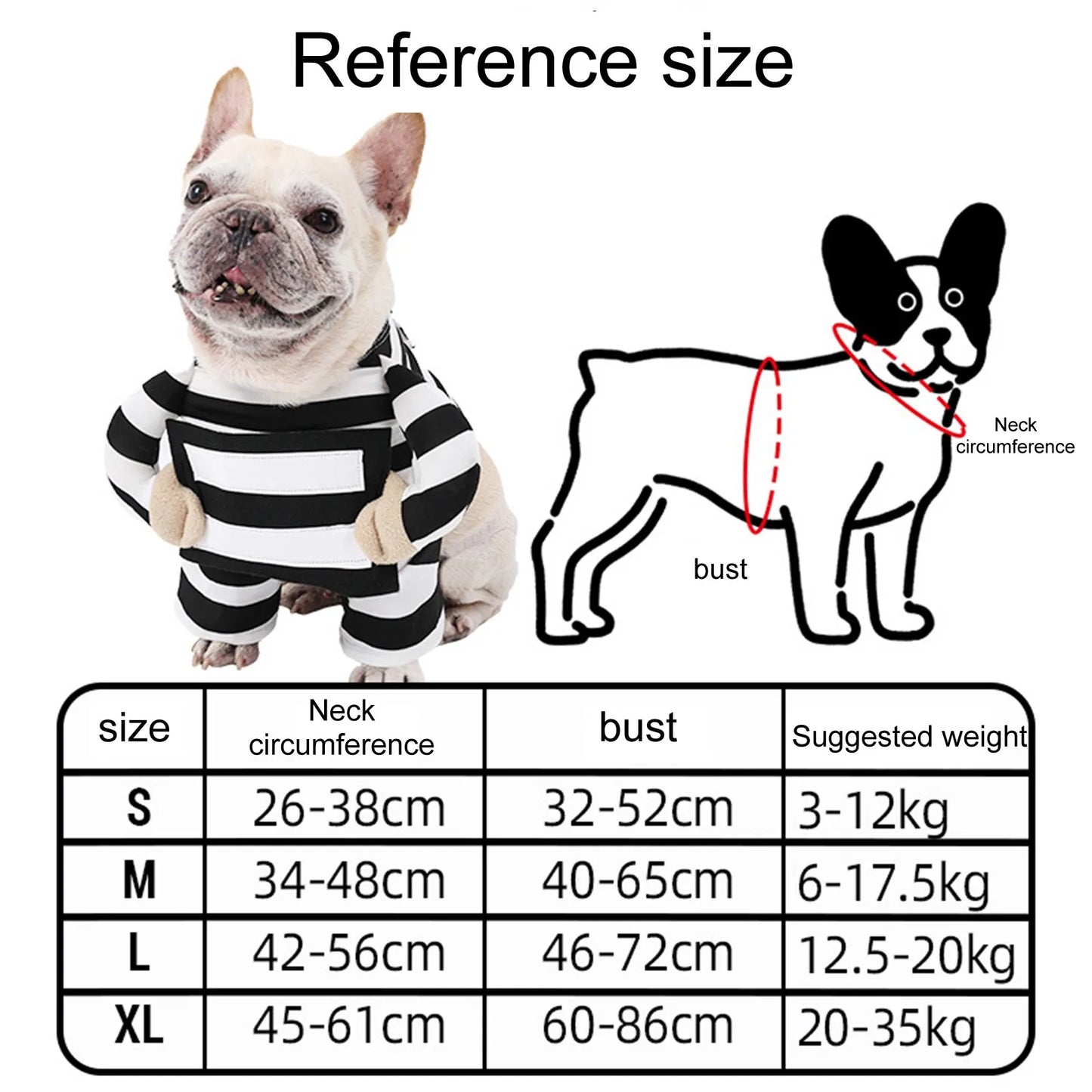 Funny Prisoner Dog Costume For Halloween! Dress Your Pup In This Hilarious Striped Outfit For Parties & Photos. Soft Comfortable