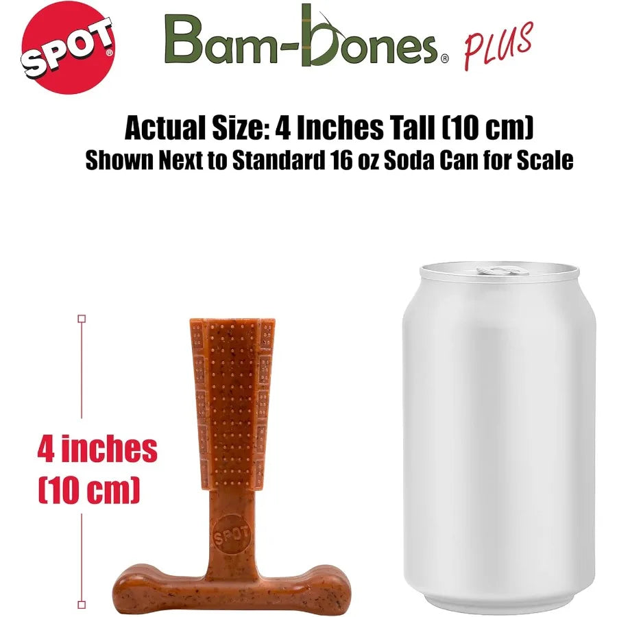 BamBones Plus T Bone Durable Bamboo Fiber and Nylon Dog Chew Designed for Aggressive Chewers Ideal for Adult Dogs and Teething