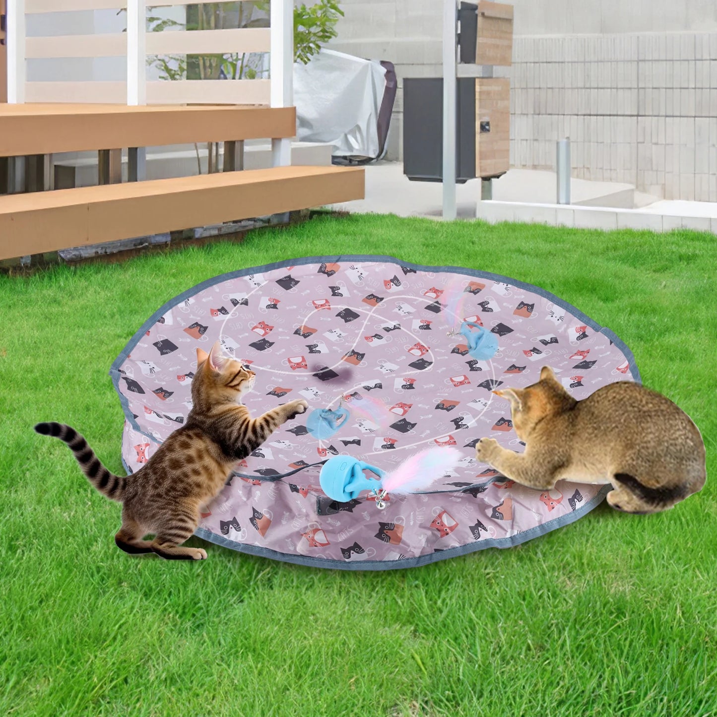 Motion Activate Chirping Cat Toy Wear Resist Mouse Catching Game Bite Resist Cat Mat Toy for Pet Hide and Seek Game Accessories
