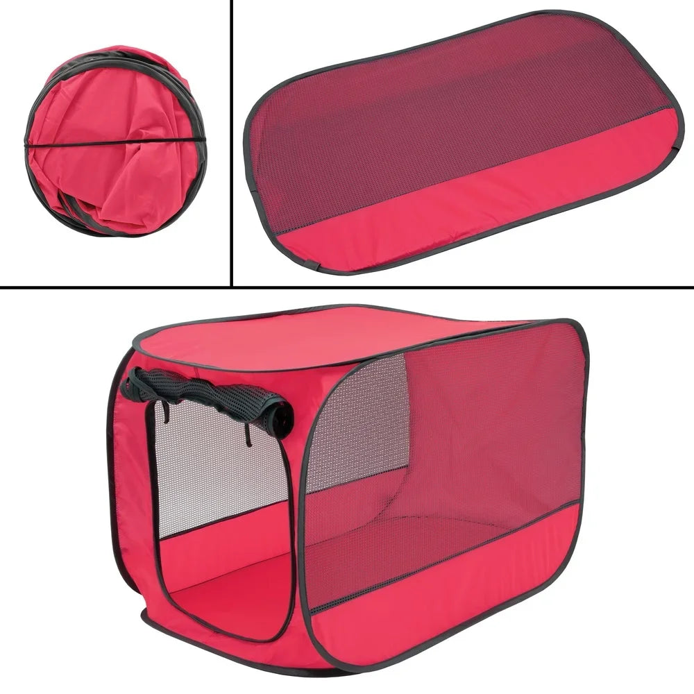 Portable 32 Inch Mesh Dog Kennel Soft Sided Easy Travel Storage Zipper Closure Collapsible Design Pet Crate