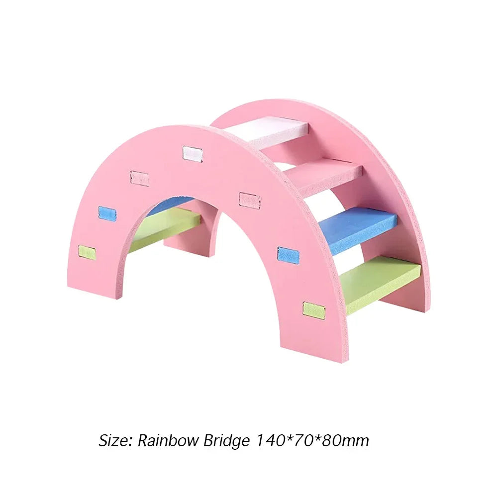 Wooden Hamster Rainbow Bridge Seesaw Swing Toy Small Animal Activity Climbing Exercise Training Toys DIY Cage Accessories