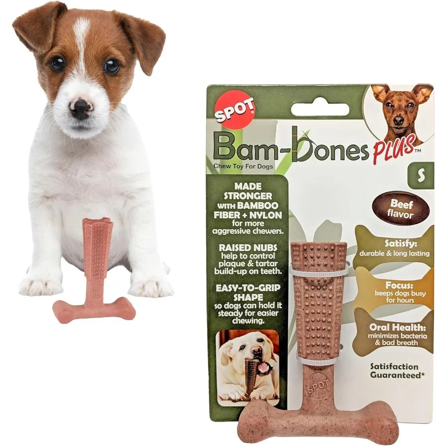 BamBones Plus T Bone Durable Bamboo Fiber and Nylon Dog Chew Designed for Aggressive Chewers Ideal for Adult Dogs and Teething