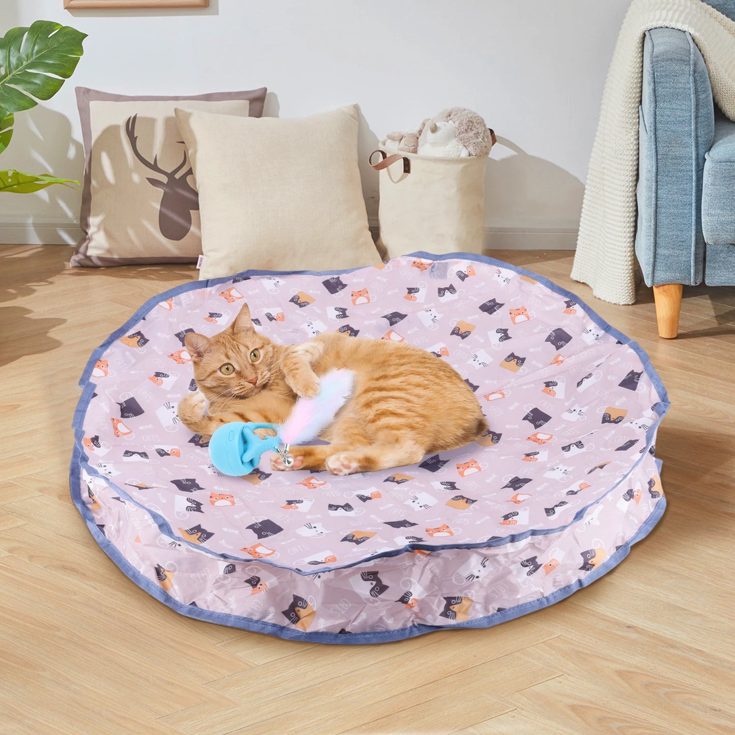 Motion Activate Chirping Cat Toy Wear Resist Mouse Catching Game Bite Resist Cat Mat Toy for Pet Hide and Seek Game Accessories